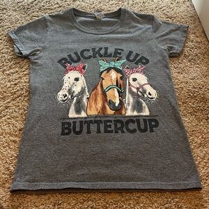 Grey T-shirt with three horses